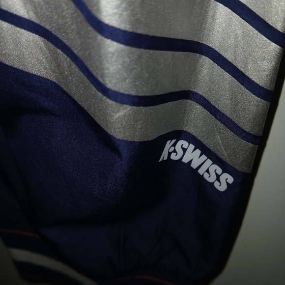 K Swiss Size Large Vintage Y2K Navy Nylon Track Pants Athleisure Bottom Zipper - Picture 4 of 4